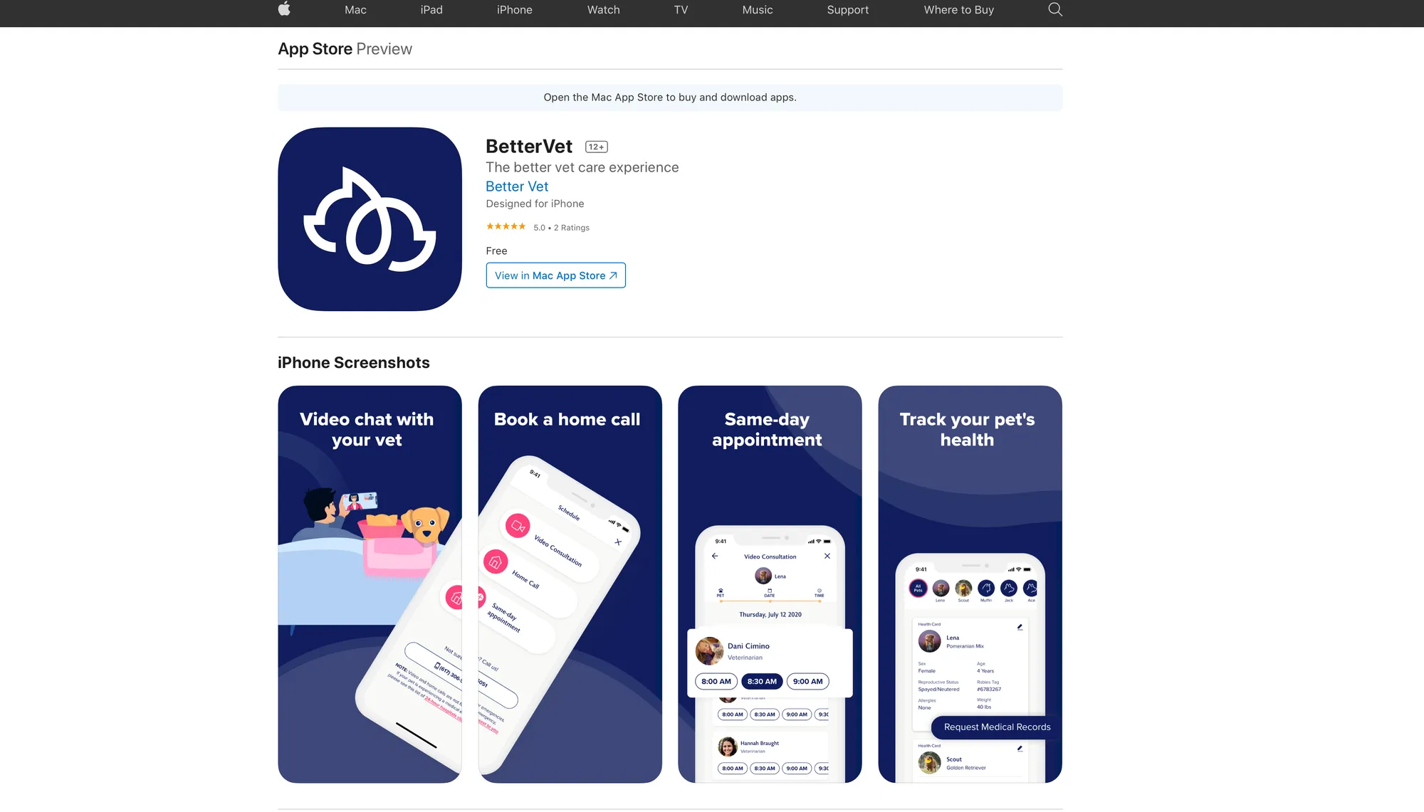 BetterVet App Store screen